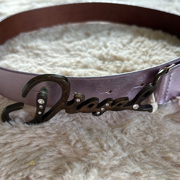 NWT Diesel Bichi Beltred purple metallic leather belt size 28